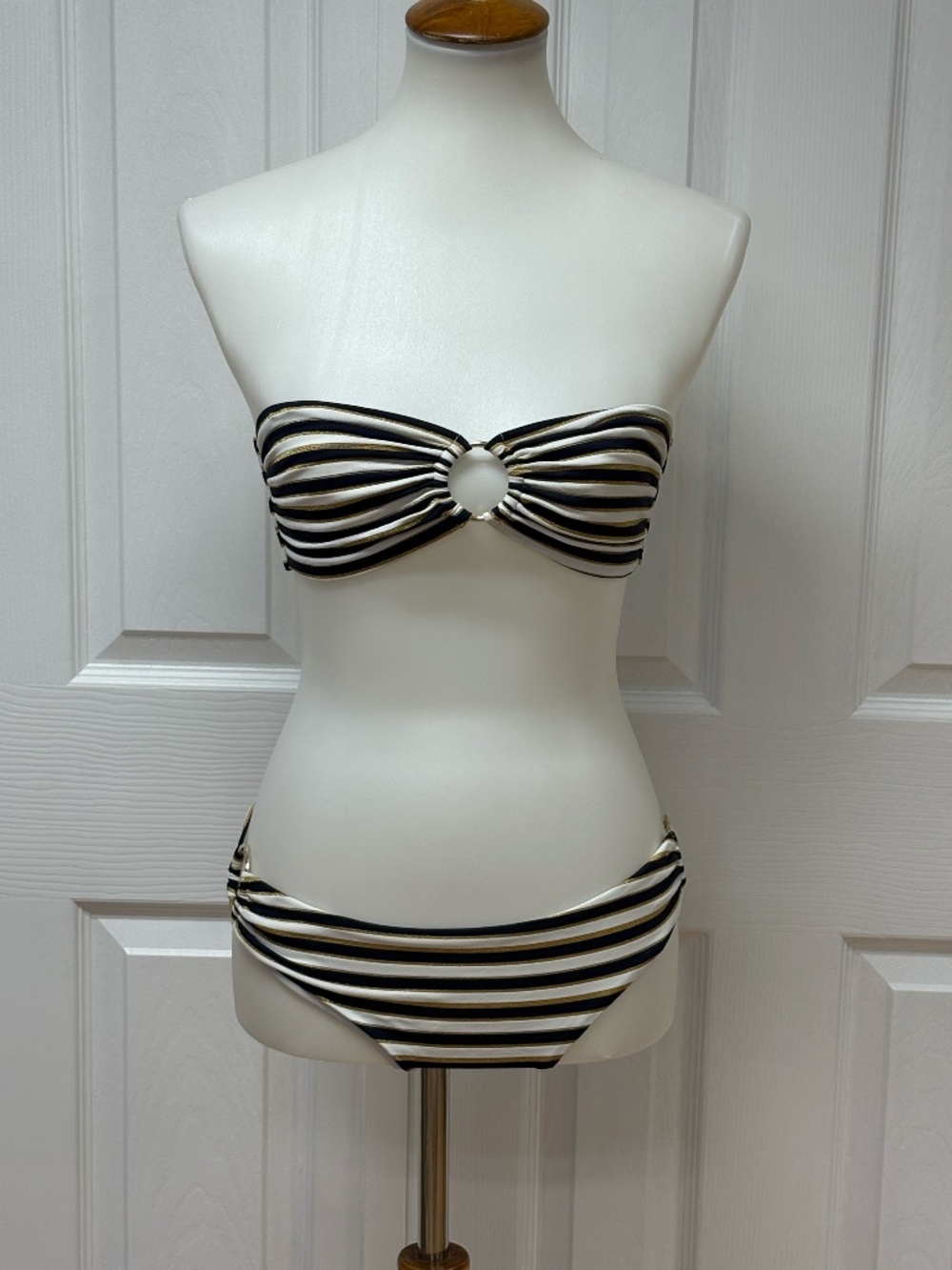 Melissa Odabash Black and White Striped Bikini Set - Top Size 6 / Bottom Size 10